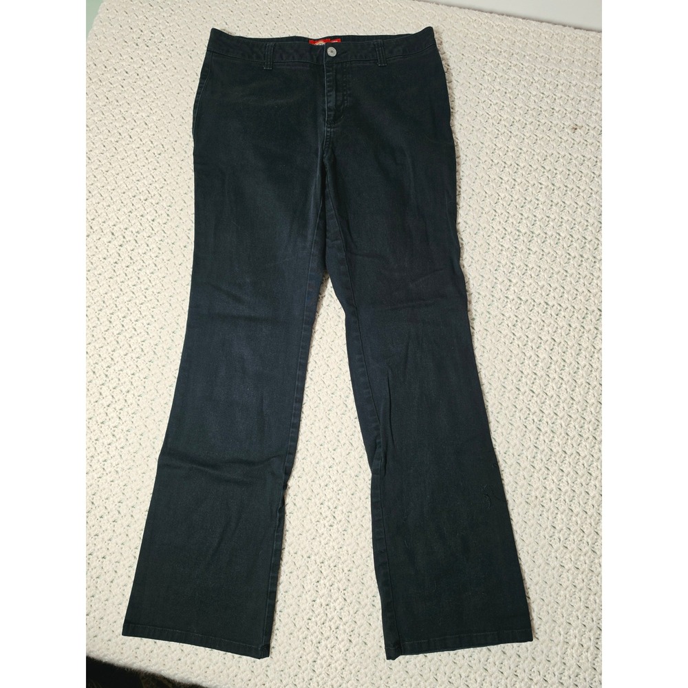 Dickies Straight Leg Pants Women 9/29 Black Excellent Workwear Stretch Mid Rise